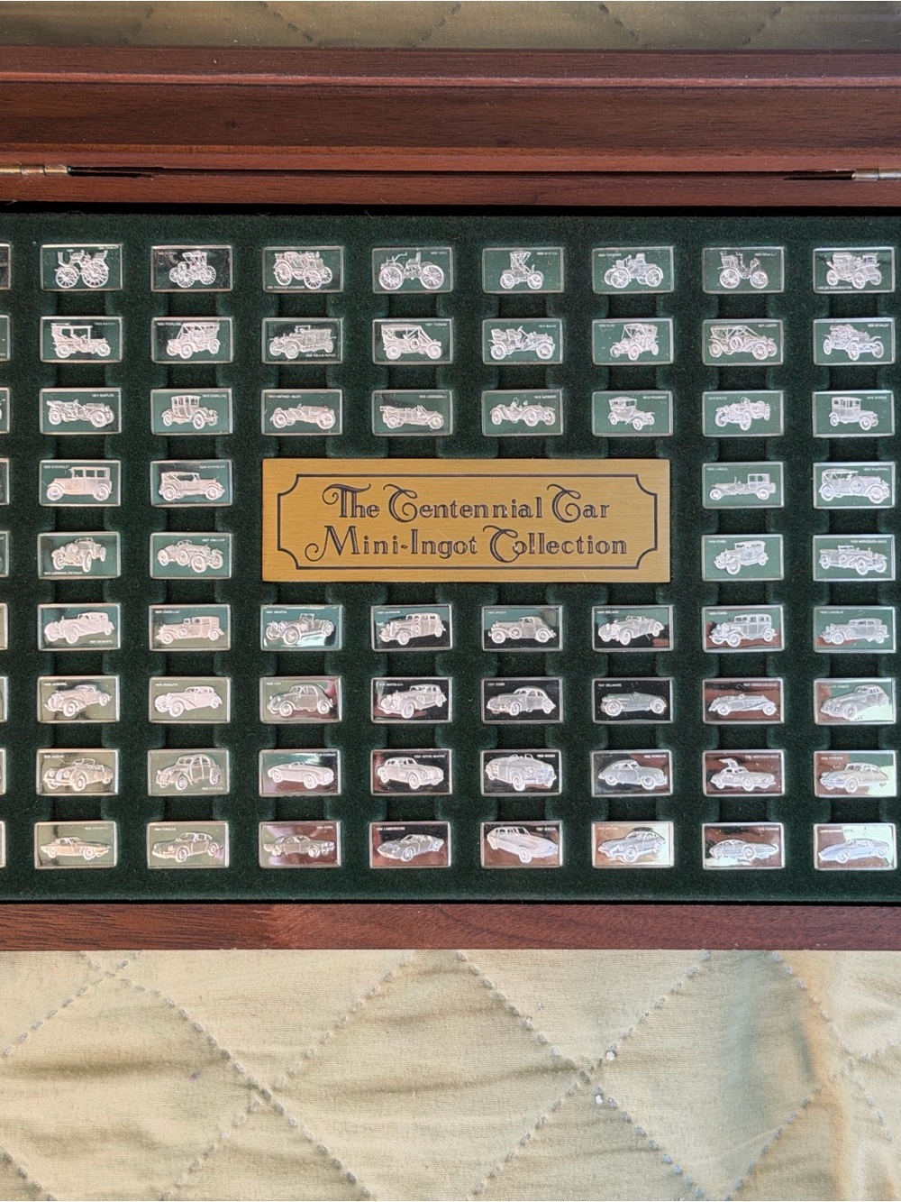 Franklin Mint Centennial Car Mini Ingot Complete Silver Set Wood Display Case